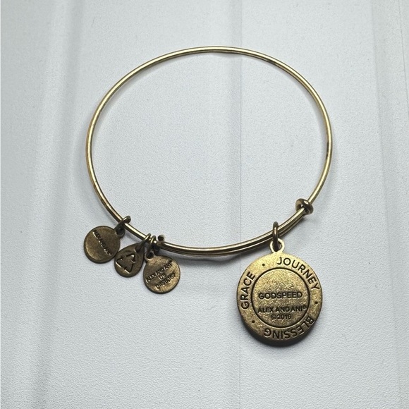 EUC Alex and Ani Gold Godspeed Charm Bangle Bracelet - Picture 4 of 4
